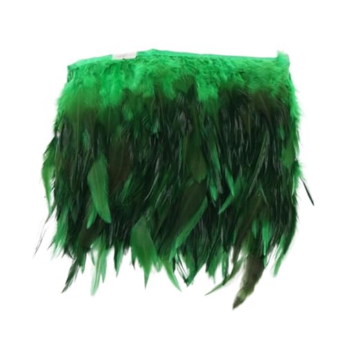 10 Yards Federbesatz Tuch Seitenband Huhn Fasan Federbesatz Kleidung Hochzeit Federband für Kostüm(Green) von YGLEEULI