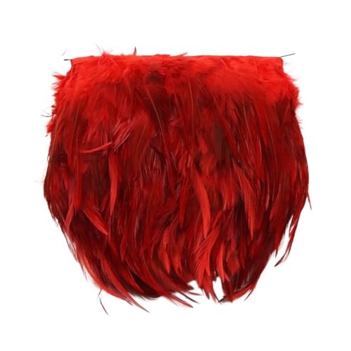 10 Yards Federbesatz Tuch Seitenband Huhn Fasan Federbesatz Kleidung Hochzeit Federband für Kostüm(Red) von YGLEEULI