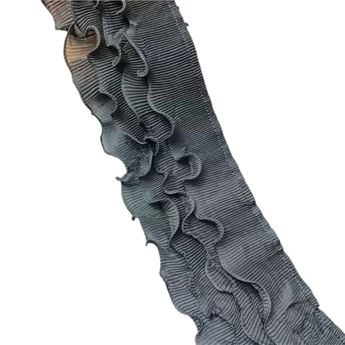 11 cm breites, weißes, vierlagiges Chiffon-3D-Spitzenfransen-Nähband, elastisches Rüschenbesatz, Röcke, Säume, Vorhänge, genähtes Material(Black) von YGLEEULI