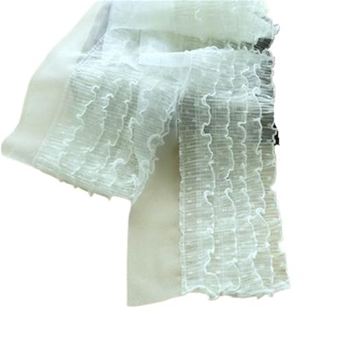15 cm breite fünflagige gepunktete 3D-Spitze, Stoffband, Rüschenbesatz, Hochzeitskleid, flauschige Röcke, Nähzubehör(WHITE) von YGLEEULI