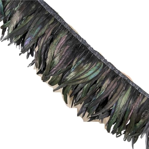 1M Federbesatz Hahn Langes Band 25-30CM/10-12 Zoll for Handarbeiten Hochzeit Party Kleid Kleidung Dekoration für Kostüm(GRAY) von YGLEEULI