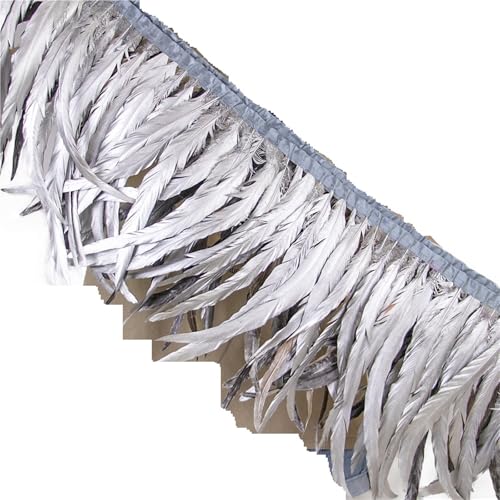 1M Federbesatz Hahn Langes Band 25-30CM/10-12 Zoll for Handarbeiten Hochzeit Party Kleid Kleidung Dekoration für Kostüm(Olive Green) von YGLEEULI