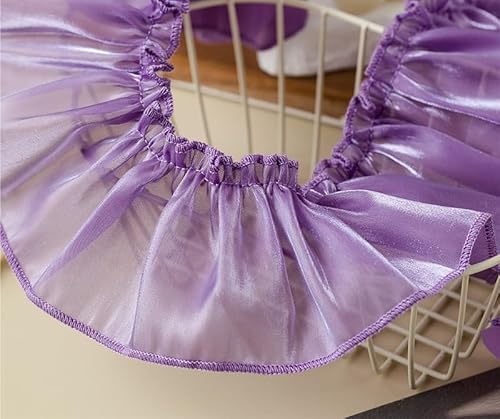 2 Meter Plissee-Spitzenrandbesatz, 7 cm breit, Rüschenband, glänzend, Nähstoff, dekorativer Besatz for Bastelarbeiten, Handarbeiten, DIY(Color 9) von YGLEEULI
