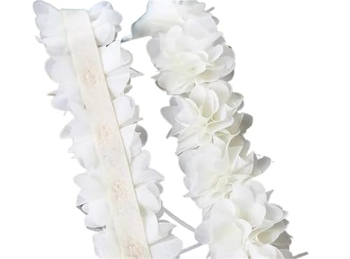 26 Blumen 14 Farben 120D Chiffon Blumen DIY 5cm Breite Spitzenbesatz Spitzenstoff Gurtband Party Band Dekoration Kleidung Zubehör(Beige) von YGLEEULI