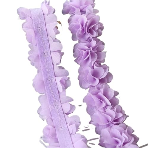 26 Blumen 14 Farben 120D Chiffon Blumen DIY 5cm Breite Spitzenbesatz Spitzenstoff Gurtband Party Band Dekoration Kleidung Zubehör(Light purple) von YGLEEULI