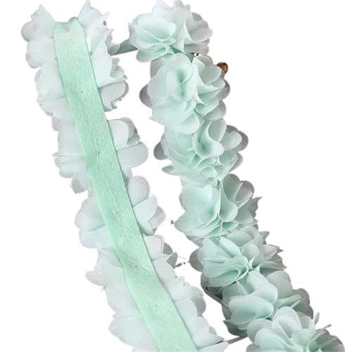 26 Blumen 14 Farben 120D Chiffon Blumen DIY 5cm Breite Spitzenbesatz Spitzenstoff Gurtband Party Band Dekoration Kleidung Zubehör(Mint green) von YGLEEULI