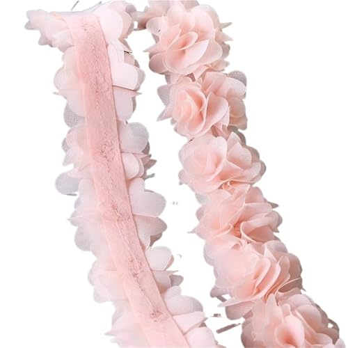 26 Blumen 14 Farben 120D Chiffon Blumen DIY 5cm Breite Spitzenbesatz Spitzenstoff Gurtband Party Band Dekoration Kleidung Zubehör(Peach) von YGLEEULI