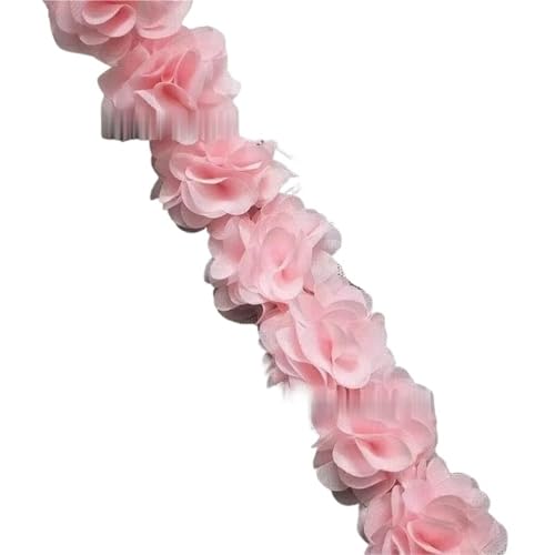 26 Blumen 14 Farben 120D Chiffon Blumen DIY 5cm Breite Spitzenbesatz Spitzenstoff Gurtband Party Band Dekoration Kleidung Zubehör(Pink) von YGLEEULI