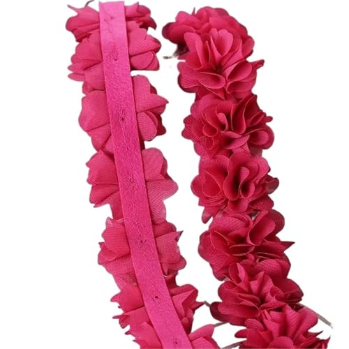 26 Blumen 14 Farben 120D Chiffon Blumen DIY 5cm Breite Spitzenbesatz Spitzenstoff Gurtband Party Band Dekoration Kleidung Zubehör(Rose Red) von YGLEEULI