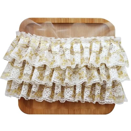 3 Yards/Golddraht Chiffon Rüschen Spitzenbesatz Plissee Spitze Stoff Vorhänge Hochzeit Rock Saum Nähzubehör Breite 12CM 3 Yards/Golddraht Chiffon Rüschen Spitzenbesatz Plissee Spitze Stoff Vorhänge Hochzeit Rock Saum Nähzubehör Breite 12CM von YGLEEULI