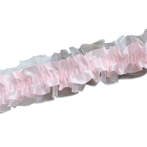 4 cm breites elastisches Kraft-Rosa-Tüll-Spitzenstoff-Besatzband DIY-Nähen Rüschen-Applikationskragen-Kleid-Dekor-Geschenkband 4 cm breites elastisches Kraft-Rosa-Tüll-Spitzenstoff-Besatzband DIY-Nähen Rüschen-Applikationskragen-Kleid-Dekor-Geschenkband von YGLEEULI