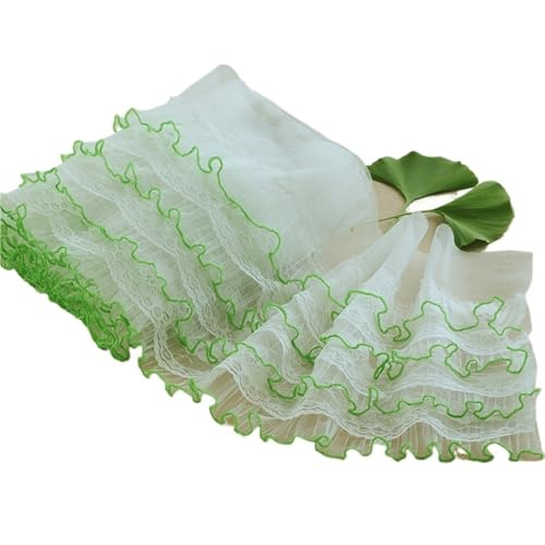 4-lagige Organ-Plissee-Lotusblatt-Spitze DIY Puppenkleidung Puffrock Praktisches Nähmaterial Trend-Kleidungsbesatz-Dekoration(Green) von YGLEEULI