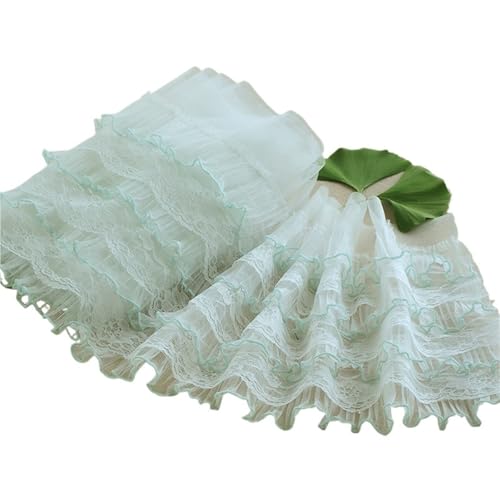 4-lagige Organ-Plissee-Lotusblatt-Spitze DIY Puppenkleidung Puffrock Praktisches Nähmaterial Trend-Kleidungsbesatz-Dekoration(Pale blue) von YGLEEULI