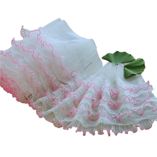 4-lagige Organ-Plissee-Lotusblatt-Spitze DIY Puppenkleidung Puffrock Praktisches Nähmaterial Trend-Kleidungsbesatz-Dekoration(Pink) von YGLEEULI