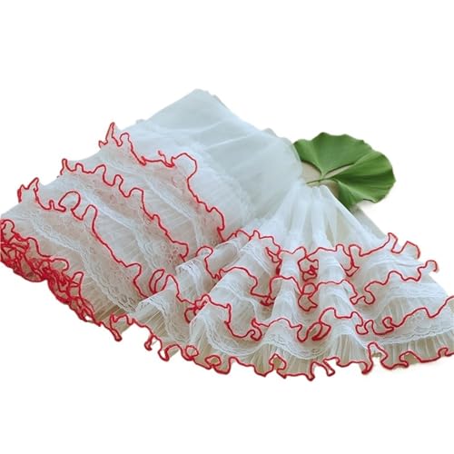 4-lagige Organ-Plissee-Lotusblatt-Spitze DIY Puppenkleidung Puffrock Praktisches Nähmaterial Trend-Kleidungsbesatz-Dekoration(Red) von YGLEEULI