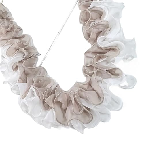 4-lagige S-förmige plissierte 3D-Chiffon-Spitze DIY-Kleid, langer Rocksaum, Sofa, Vorhangbesatz, Nähmaterial for Heimtextilien-Dekoration(Coffee) von YGLEEULI
