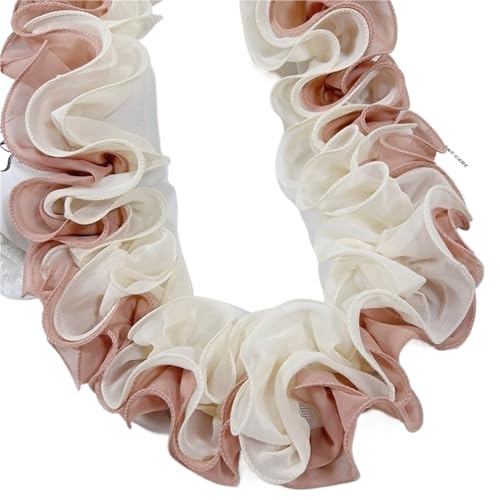 4-lagige S-förmige plissierte 3D-Chiffon-Spitze DIY-Kleid, langer Rocksaum, Sofa, Vorhangbesatz, Nähmaterial for Heimtextilien-Dekoration(Dark pink) von YGLEEULI