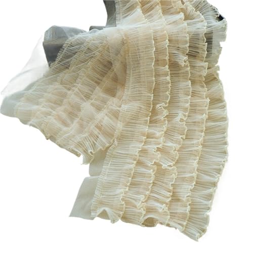 5 Lagen plissierter, flauschiger Spitzenstoff mit Rüschen, DIY-Kleidung, Schlauchrock, Kleid, Heimtextilien, Kunsthandwerk, Nähen, dekorative Accessoires(Beige) von YGLEEULI