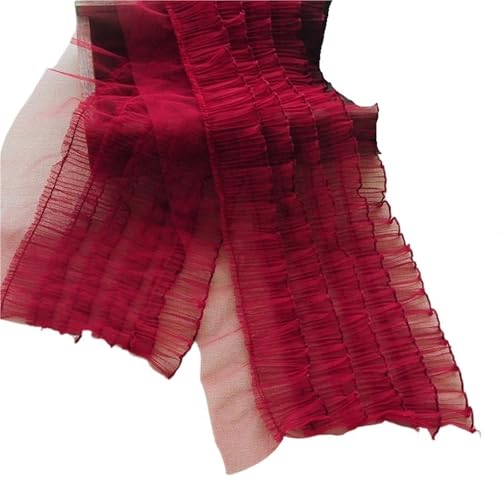 5 Lagen plissierter, flauschiger Spitzenstoff mit Rüschen, DIY-Kleidung, Schlauchrock, Kleid, Heimtextilien, Kunsthandwerk, Nähen, dekorative Accessoires(Red) von YGLEEULI