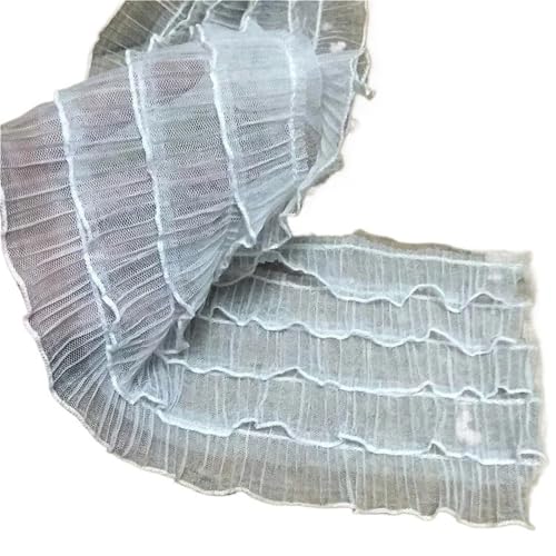 5 Lagen plissierter, flauschiger Spitzenstoff mit Rüschen, DIY-Kleidung, Schlauchrock, Kleid, Heimtextilien, Kunsthandwerk, Nähen, dekorative Accessoires(White) von YGLEEULI