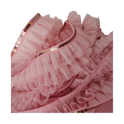 5 cm breit, rosa, 3D-Plissee-Spitze, Glitzer-Paillettenband, Rüschenbesatz, Kragen, Abschlussballkleid, Kleidung, DIY-Applikation 5 cm breit, rosa, 3D-Plissee-Spitze, Glitzer-Paillettenband, Rüschenbesatz, Kragen, Abschlussballkleid, Kleidung, DIY-Applikation von YGLEEULI