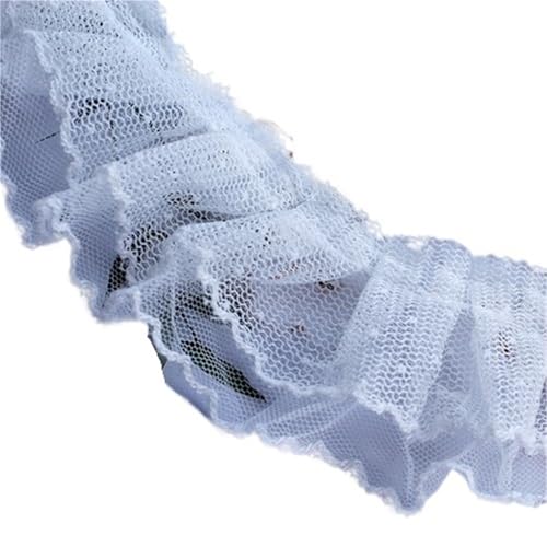 5 cm breite, doppellagige, himmelblaue und rosa Netz-Tupfen-Stickerei mit Rüschen, Spitzenbesatz, Lolita-Kleid, Kragenmanschetten, DIY-Nähdekor(Off white) von YGLEEULI