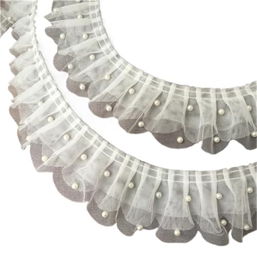 6,5 cm breiter Tüll, weiß, 3D-Spitze, Brautapplikation, Glitzerperlen, Rüschenbesatz, Hochzeitskleid, Kleidung, Nähen, Guipure-Zubehör 6,5 cm breiter Tüll, weiß, 3D-Spitze, Brautapplikation, Glitzerperlen, Rüschenbesatz, Hochzeitskleid, Kleidung, Nähen, Guipure-Zubehör von YGLEEULI