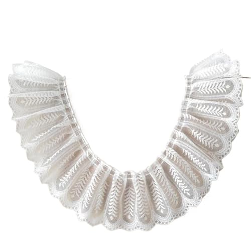 9CM Breite Mesh Weiß Schwarz Stickerei Blume Spitze Stoff Trim Band DIY Nähen Applique Kragen Tuch Kleid Decor(WHITE) von YGLEEULI