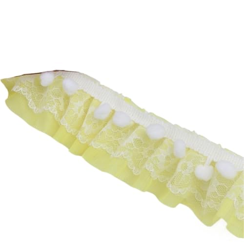 Cartoon Chiffon Plissee Weiß Pompon Applique Spitze DIY Kleid Rock Rüschen Pompom Lagerung Korb Blumentopf Grenze Dekoration(Yellow) von YGLEEULI