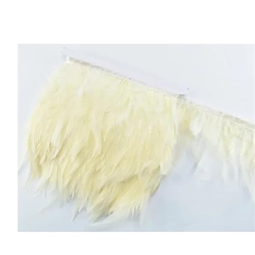 Fasanenfedern, Fransen, Hahnenfedern, Borten for Schal, Kleidung, Band, Nähen, Schmuck, Kunsthandwerk, Dekoration für Kostüm(Beige,1 Meter) von YGLEEULI