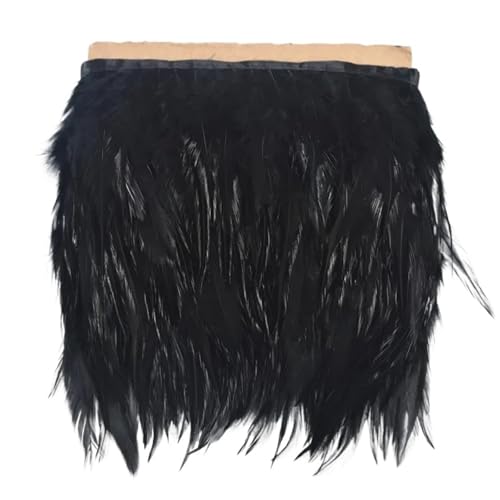 Fasanenfedern, Fransen, Hahnenfedern, Borten for Schal, Kleidung, Band, Nähen, Schmuck, Kunsthandwerk, Dekoration für Kostüm(Black,1 Meter) von YGLEEULI