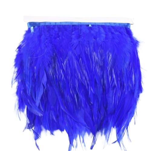 Fasanenfedern, Fransen, Hahnenfedern, Borten for Schal, Kleidung, Band, Nähen, Schmuck, Kunsthandwerk, Dekoration für Kostüm(Blue1,5 Meters) von YGLEEULI