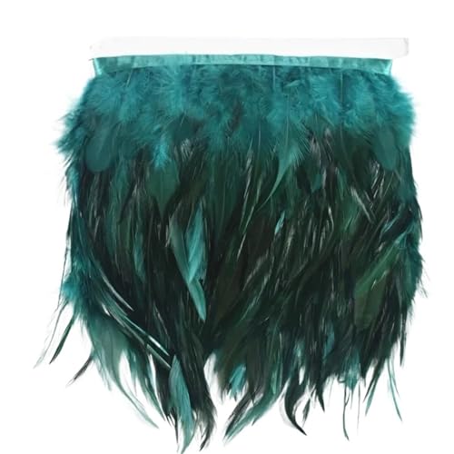 Fasanenfedern, Fransen, Hahnenfedern, Borten for Schal, Kleidung, Band, Nähen, Schmuck, Kunsthandwerk, Dekoration für Kostüm(Dark green,1 Meter) von YGLEEULI