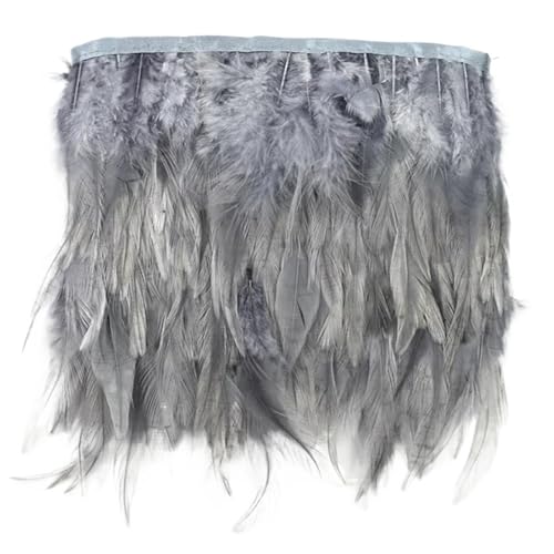 Fasanenfedern, Fransen, Hahnenfedern, Borten for Schal, Kleidung, Band, Nähen, Schmuck, Kunsthandwerk, Dekoration für Kostüm(Dark grey,1 Meter) von YGLEEULI