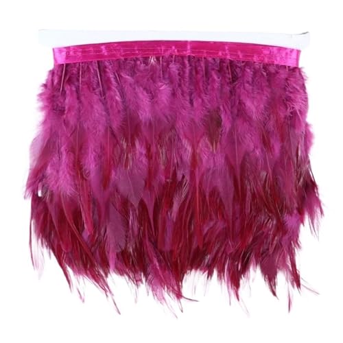 Fasanenfedern, Fransen, Hahnenfedern, Borten for Schal, Kleidung, Band, Nähen, Schmuck, Kunsthandwerk, Dekoration für Kostüm(Deep red,1 Meter) von YGLEEULI