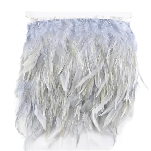 Fasanenfedern, Fransen, Hahnenfedern, Borten for Schal, Kleidung, Band, Nähen, Schmuck, Kunsthandwerk, Dekoration für Kostüm(Grey,1 Meter) von YGLEEULI