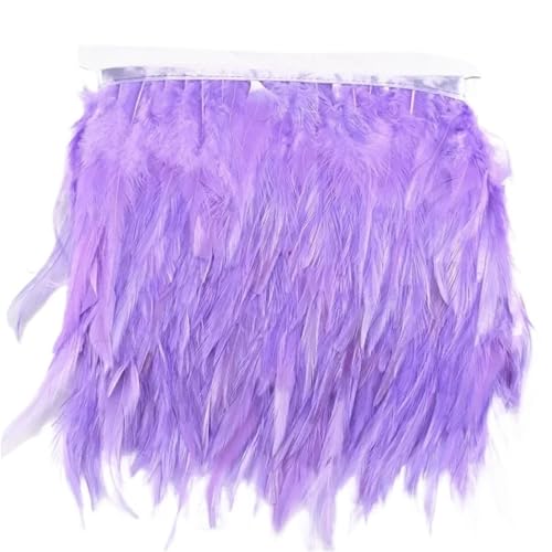 Fasanenfedern, Fransen, Hahnenfedern, Borten for Schal, Kleidung, Band, Nähen, Schmuck, Kunsthandwerk, Dekoration für Kostüm(Light purple,1 Meter) von YGLEEULI