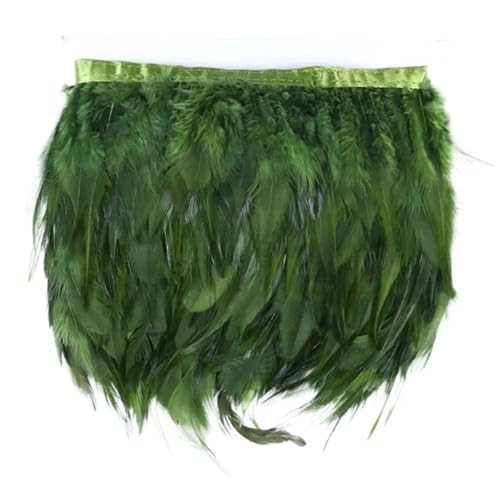 Fasanenfedern, Fransen, Hahnenfedern, Borten for Schal, Kleidung, Band, Nähen, Schmuck, Kunsthandwerk, Dekoration für Kostüm(Olive Green,1 Meter) von YGLEEULI