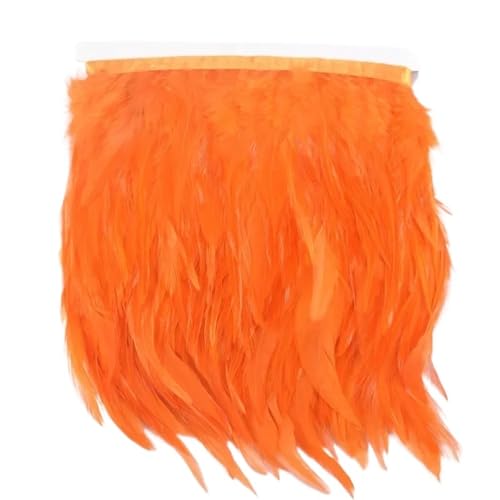 Fasanenfedern, Fransen, Hahnenfedern, Borten for Schal, Kleidung, Band, Nähen, Schmuck, Kunsthandwerk, Dekoration für Kostüm(Orange,5 Meters) von YGLEEULI