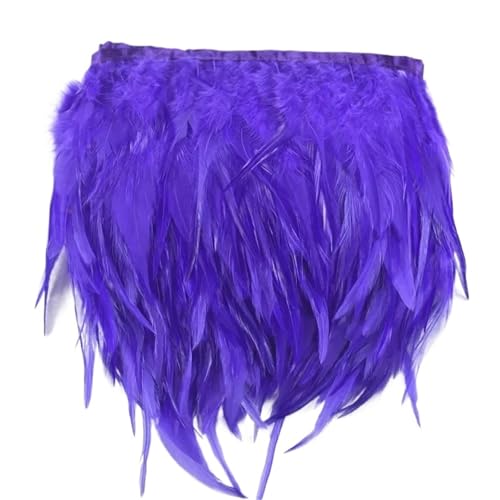 Fasanenfedern, Fransen, Hahnenfedern, Borten for Schal, Kleidung, Band, Nähen, Schmuck, Kunsthandwerk, Dekoration für Kostüm(Purple,1 Meter) von YGLEEULI