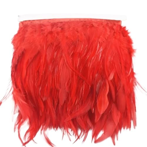 Fasanenfedern, Fransen, Hahnenfedern, Borten for Schal, Kleidung, Band, Nähen, Schmuck, Kunsthandwerk, Dekoration für Kostüm(Red,5 Meters) von YGLEEULI