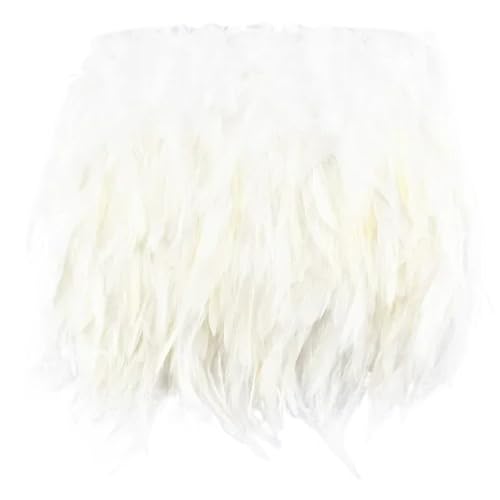 Fasanenfedern, Fransen, Hahnenfedern, Borten for Schal, Kleidung, Band, Nähen, Schmuck, Kunsthandwerk, Dekoration für Kostüm(White,5 Meters) von YGLEEULI