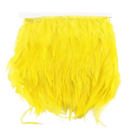 Fasanenfedern, Fransen, Hahnenfedern, Borten for Schal, Kleidung, Band, Nähen, Schmuck, Kunsthandwerk, Dekoration für Kostüm(Yellow,5 Meters) von YGLEEULI