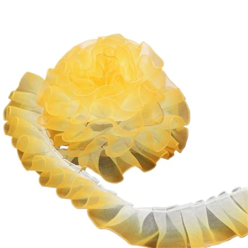 Regenbogen Farbverlauf Kristall Chiffon Tüll Spitze Stoff Zubehör DIY Kleidung Tuch Handgemachte Puppe Petticoat Home Textile Decor Trim(Gold) von YGLEEULI