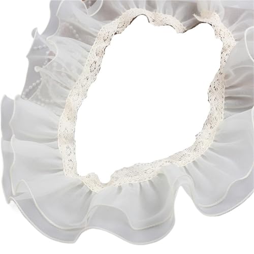 Rüschen-Applikation, doppellagig, Organza, Tüll, Spitze, handgefertigt, DIY-Ärmel, flauschiger Kuchenrock, Aufbewahrungskorb, Bordürendekoration(Beige) von YGLEEULI