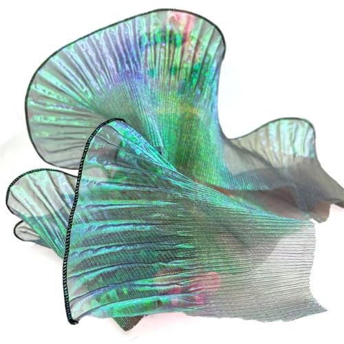 Spitzenbesatz Organzastoff Meerjungfrau Rüschen Transparent Schillernd Laser Plissee for Patchworkröcke Hochzeit Nähen Kostüm Versorgung(2 Yards) von YGLEEULI
