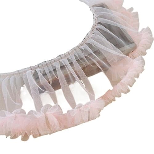Tüll 3D Plissee-Netzstoff, Rüschenfransen, Spitzenrandbesatz, besticktes Band, Brautkleid, Nähzubehör 15 cm(Coral pink) von YGLEEULI