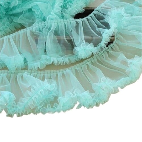 Tüll 3D Plissee-Netzstoff, Rüschenfransen, Spitzenrandbesatz, besticktes Band, Brautkleid, Nähzubehör 15 cm(Mint green) von YGLEEULI