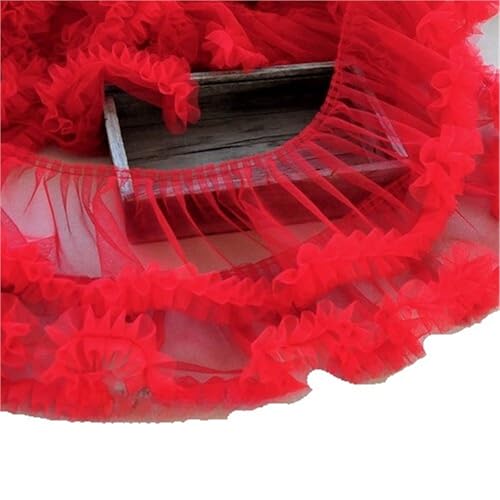 Tüll 3D Plissee-Netzstoff, Rüschenfransen, Spitzenrandbesatz, besticktes Band, Brautkleid, Nähzubehör 15 cm(Red) von YGLEEULI