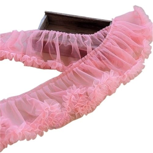 Tüll 3D Plissee-Netzstoff, Rüschenfransen, Spitzenrandbesatz, besticktes Band, Brautkleid, Nähzubehör 15 cm(Rouge red) von YGLEEULI